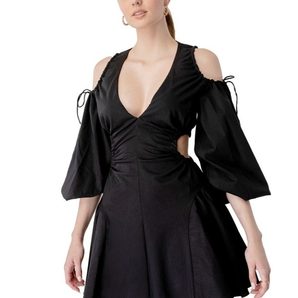 Revolve BARDOT NWT Apollo Fit & Flare Cutout Mini Dress Black Size Small - Picture 3 of 10